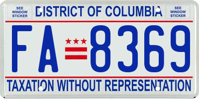 DC license plate FA8369