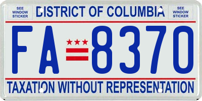 DC license plate FA8370