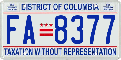 DC license plate FA8377