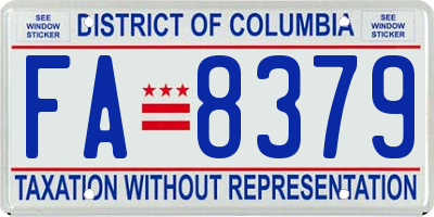 DC license plate FA8379