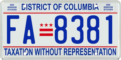 DC license plate FA8381