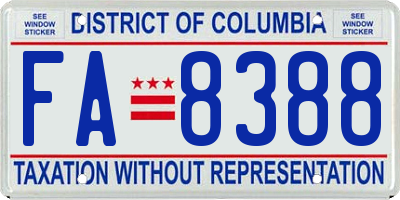 DC license plate FA8388