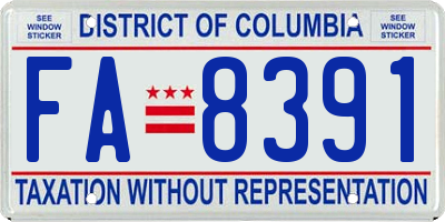 DC license plate FA8391