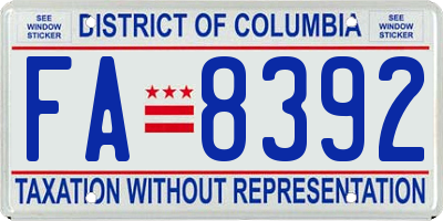 DC license plate FA8392