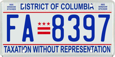 DC license plate FA8397