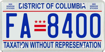 DC license plate FA8400