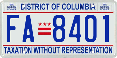 DC license plate FA8401