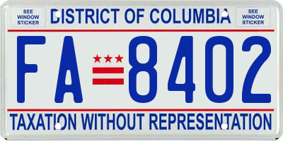 DC license plate FA8402