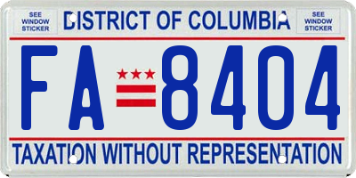 DC license plate FA8404