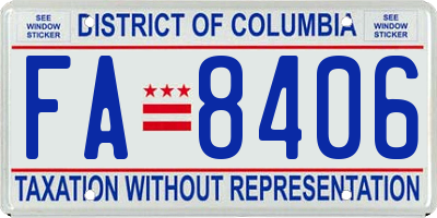 DC license plate FA8406