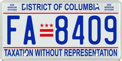 DC license plate FA8409