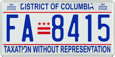 DC license plate FA8415