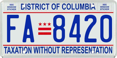 DC license plate FA8420