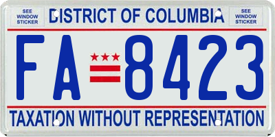 DC license plate FA8423