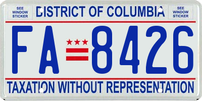 DC license plate FA8426