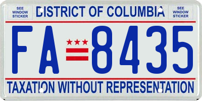 DC license plate FA8435