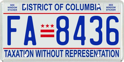 DC license plate FA8436