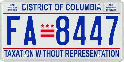 DC license plate FA8447