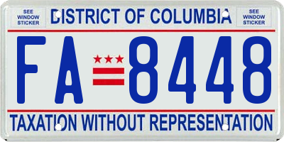 DC license plate FA8448