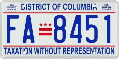 DC license plate FA8451