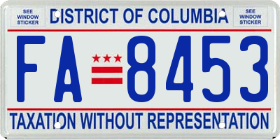 DC license plate FA8453