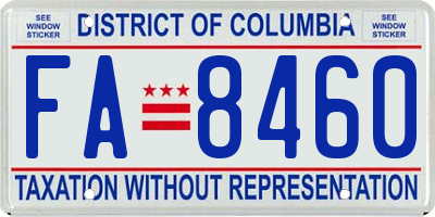 DC license plate FA8460