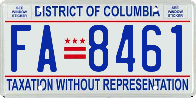 DC license plate FA8461