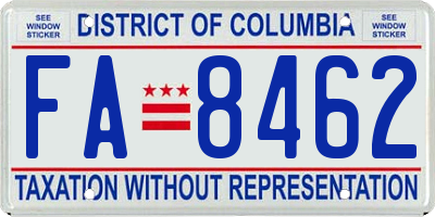 DC license plate FA8462