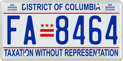 DC license plate FA8464