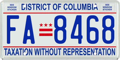 DC license plate FA8468