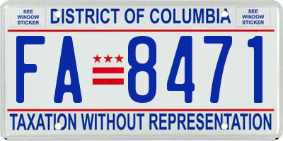 DC license plate FA8471