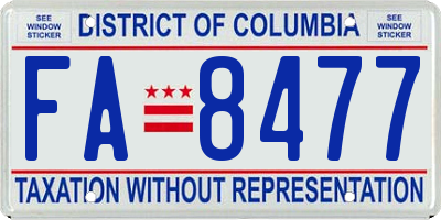 DC license plate FA8477