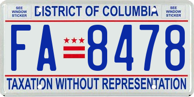 DC license plate FA8478