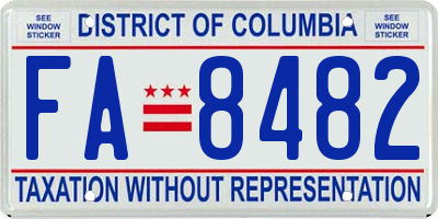 DC license plate FA8482