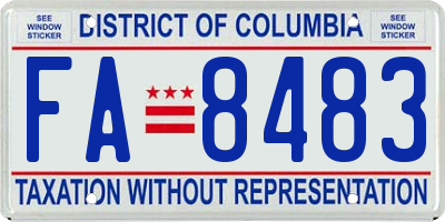 DC license plate FA8483