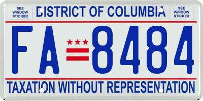 DC license plate FA8484