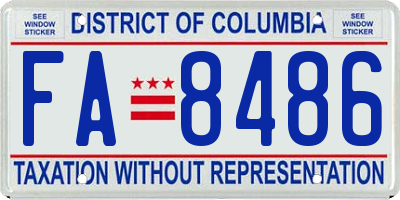 DC license plate FA8486