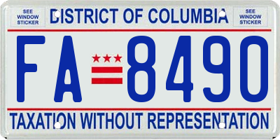 DC license plate FA8490