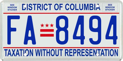 DC license plate FA8494