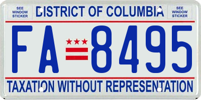 DC license plate FA8495