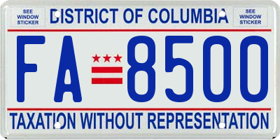 DC license plate FA8500