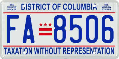 DC license plate FA8506