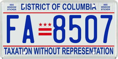 DC license plate FA8507