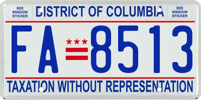 DC license plate FA8513