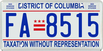 DC license plate FA8515