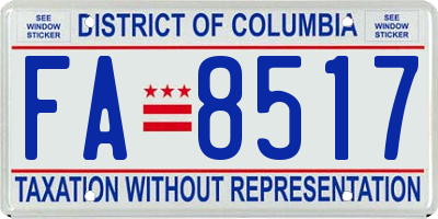 DC license plate FA8517