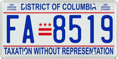 DC license plate FA8519