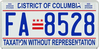 DC license plate FA8528