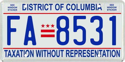 DC license plate FA8531