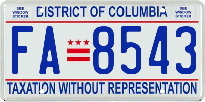 DC license plate FA8543